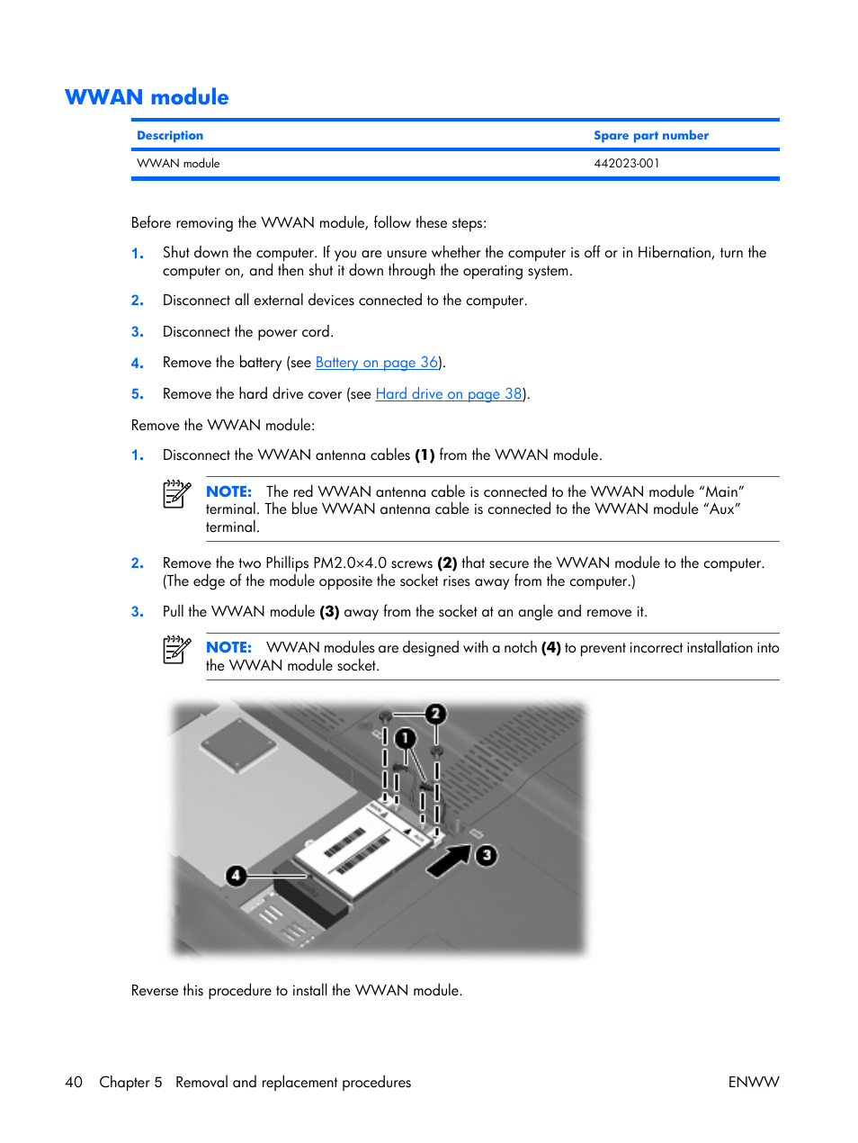 Wwan module | HP TX1000 User Manual | Page 45 / 131