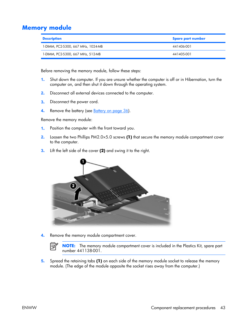 Memory module | HP TX1000 User Manual | Page 48 / 131