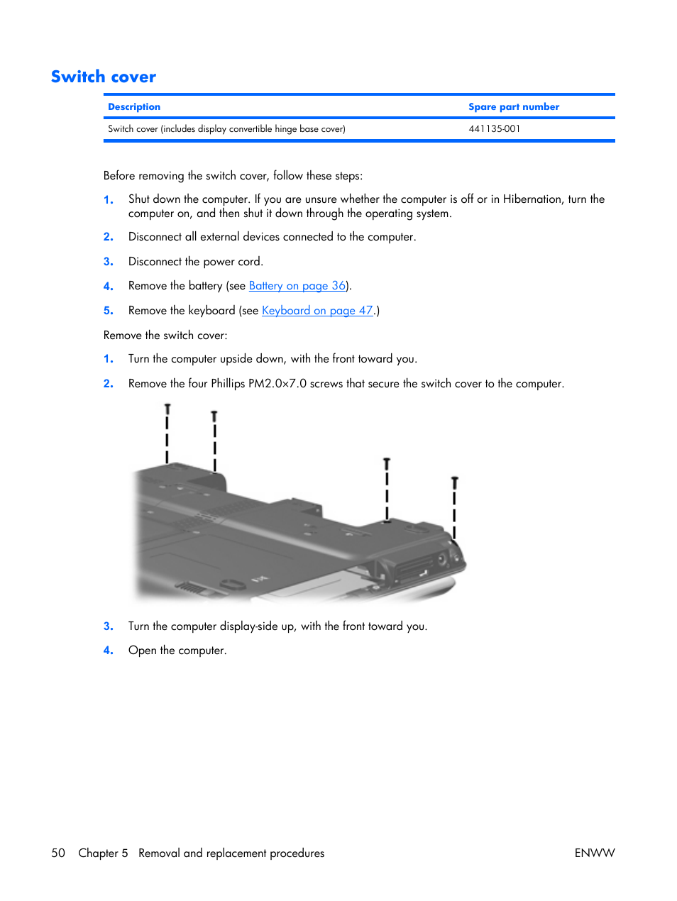 Switch cover | HP TX1000 User Manual | Page 55 / 131