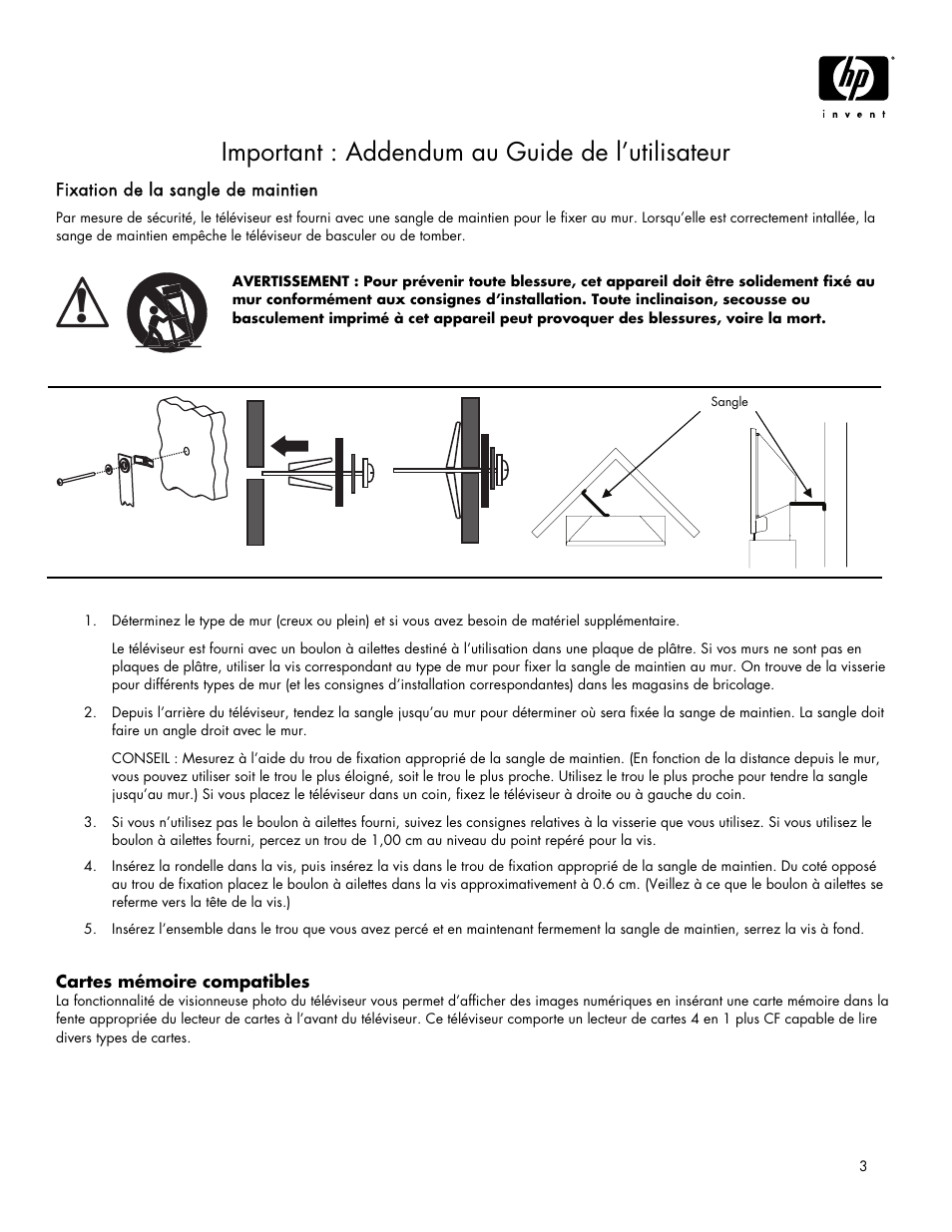 Important : addendum au guide de l’utilisateur | HP IDB5220N User Manual | Page 3 / 6