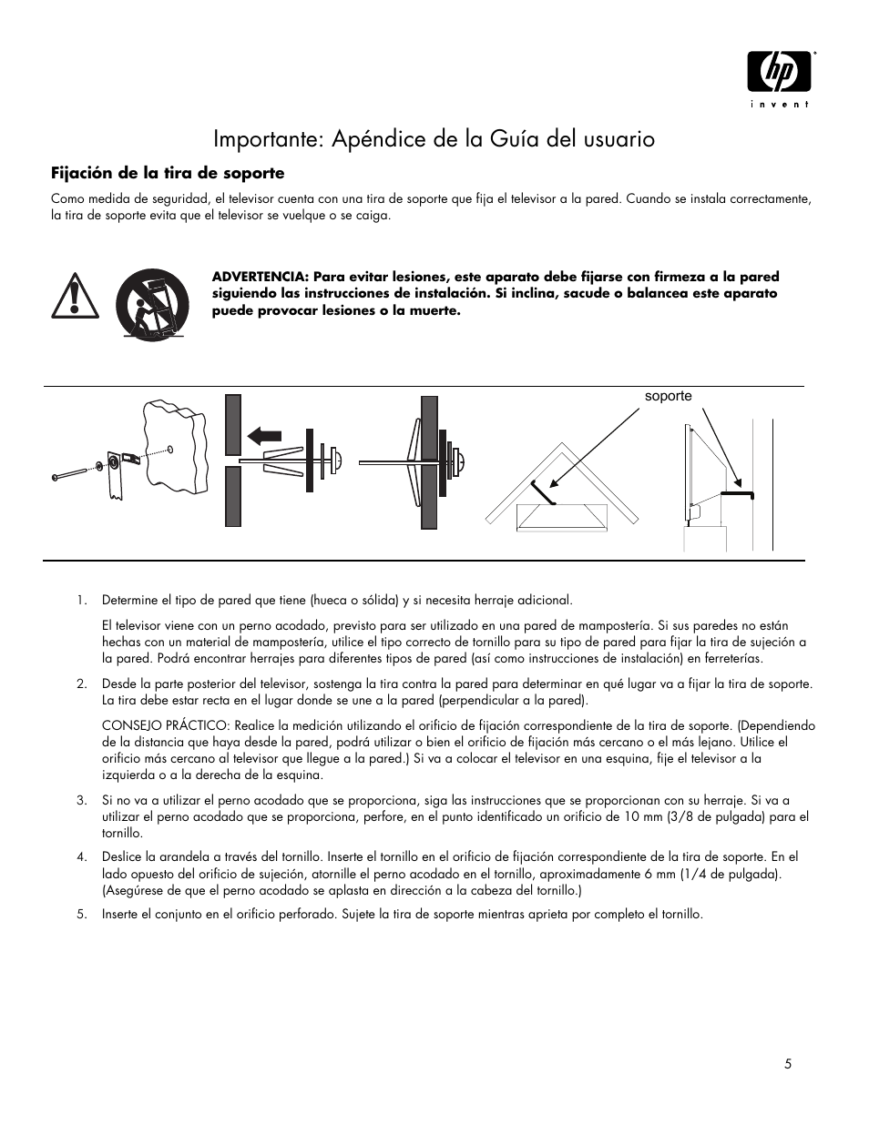 Importante: apéndice de la guía del usuario | HP IDB5220N User Manual | Page 5 / 6