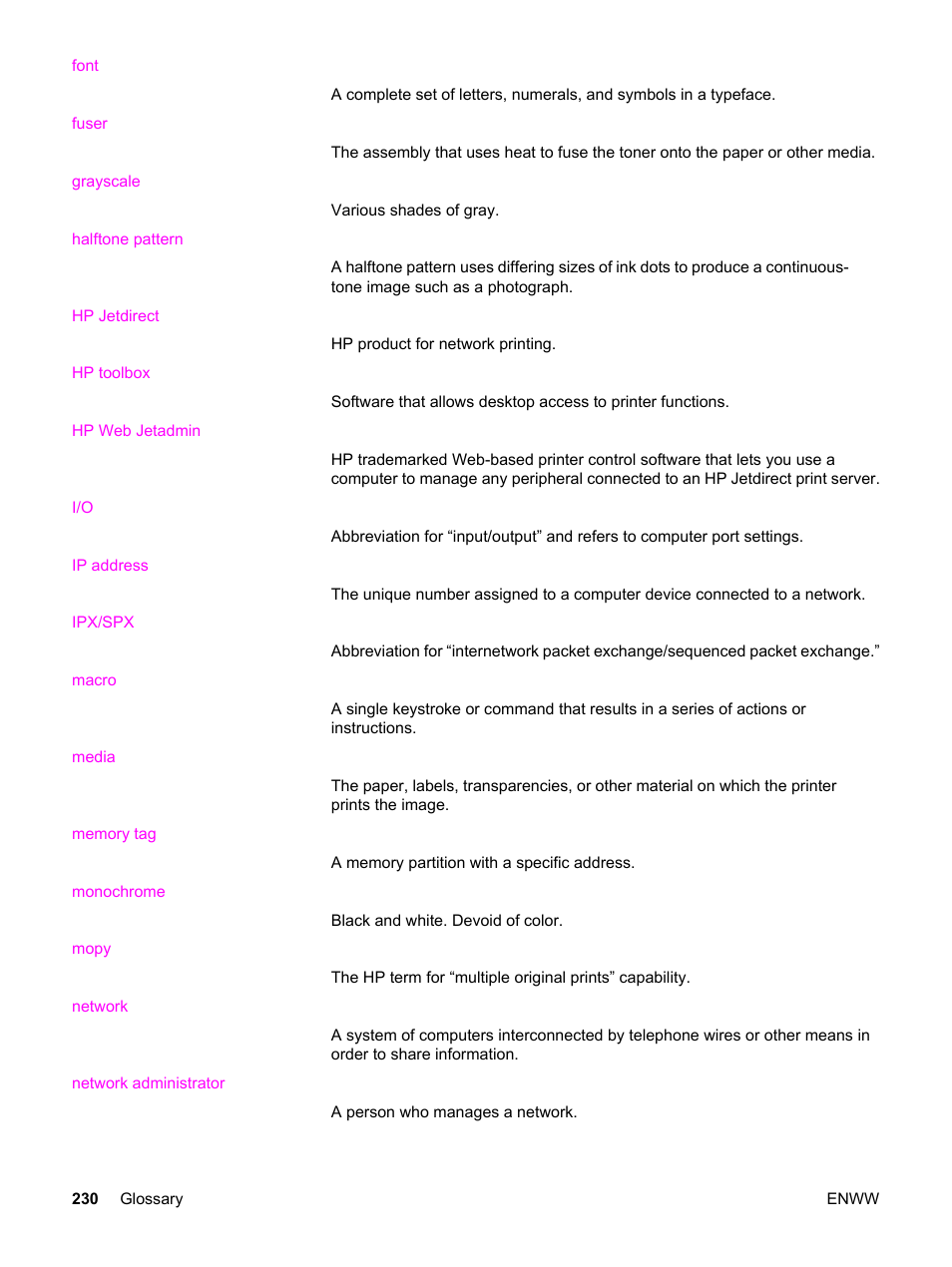 HP 3550 User Manual | Page 242 / 250