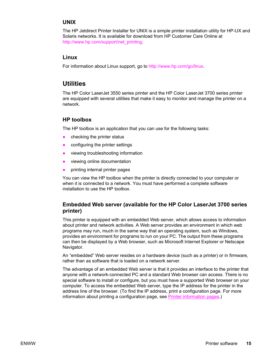 Utilities | HP 3550 User Manual | Page 27 / 250