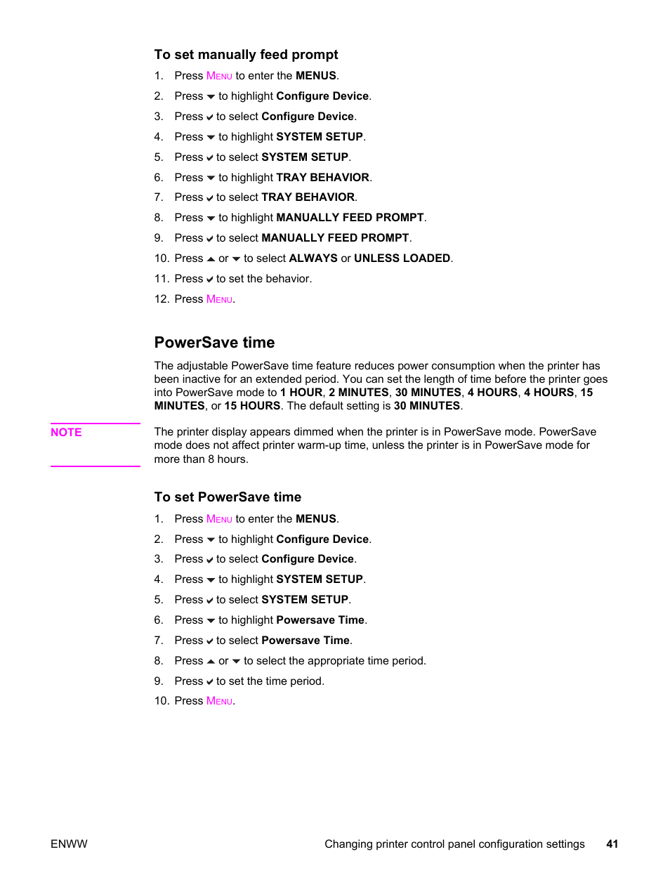 Powersave time | HP 3550 User Manual | Page 53 / 250