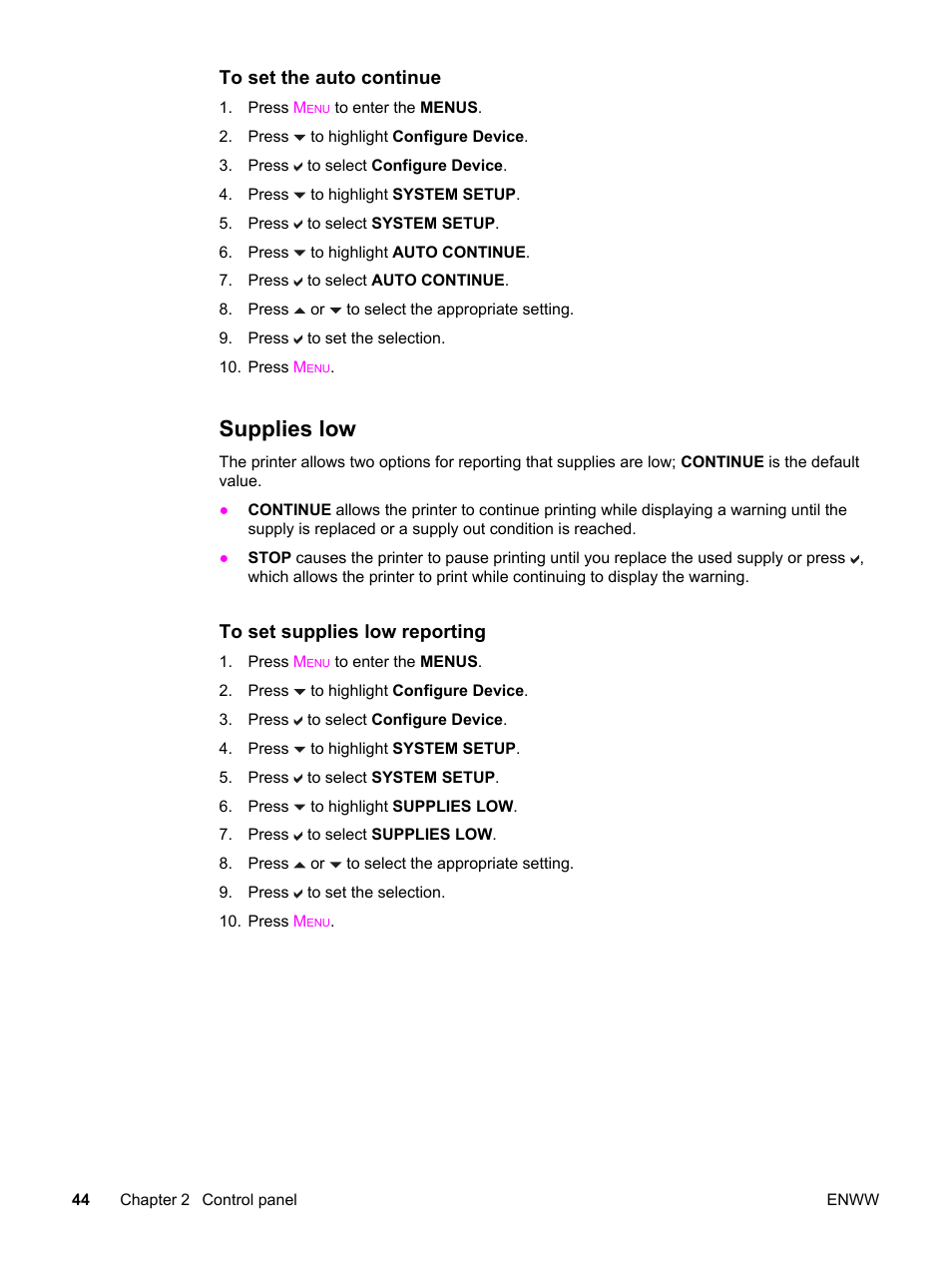 Supplies low | HP 3550 User Manual | Page 56 / 250