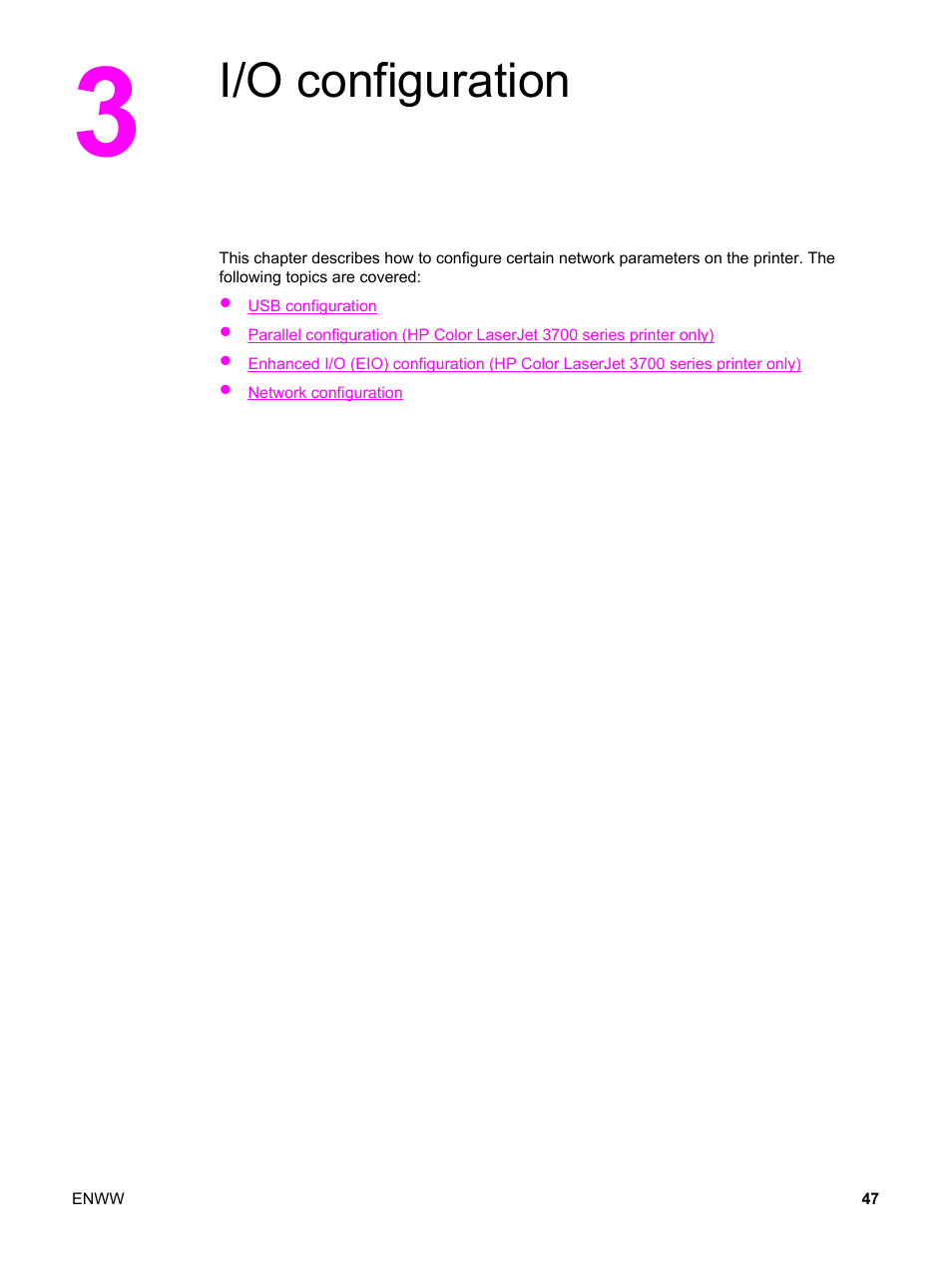 I/o configuration, 3 i/o configuration | HP 3550 User Manual | Page 59 / 250