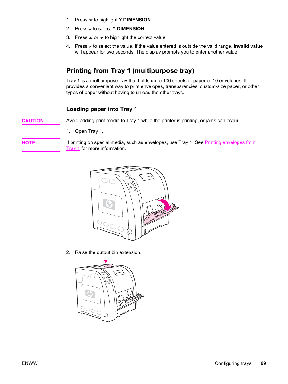 Printing from tray 1 (multipurpose tray) | HP 3550 User Manual | Page 81 / 250