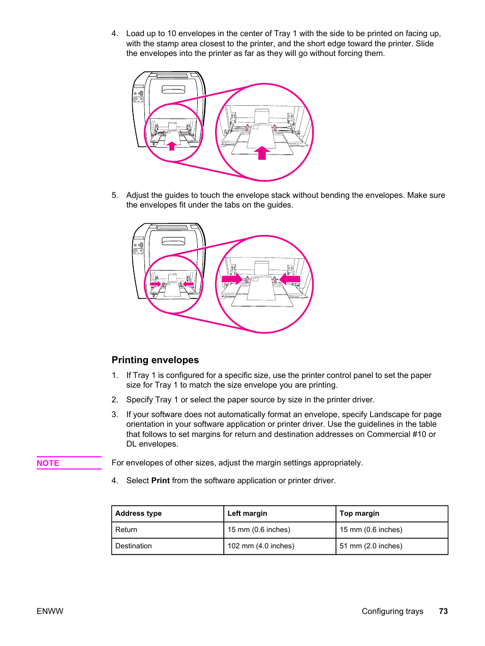 Printing envelopes | HP 3550 User Manual | Page 85 / 250