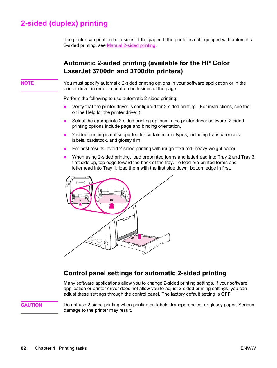 Sided (duplex) printing, 3700dtn printers) | HP 3550 User Manual | Page 94 / 250