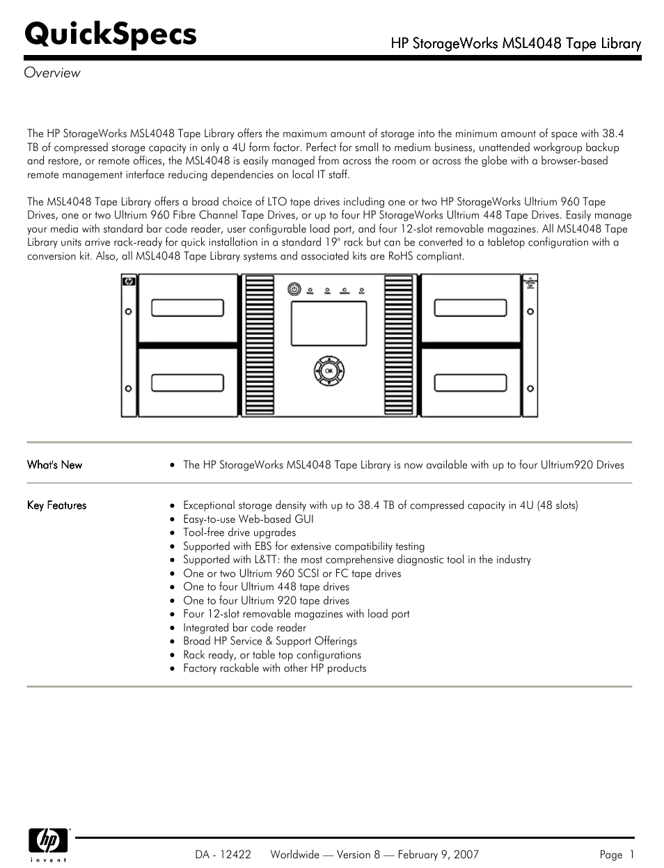 HP STORAGEWORKS MSL4048 User Manual | 15 pages
