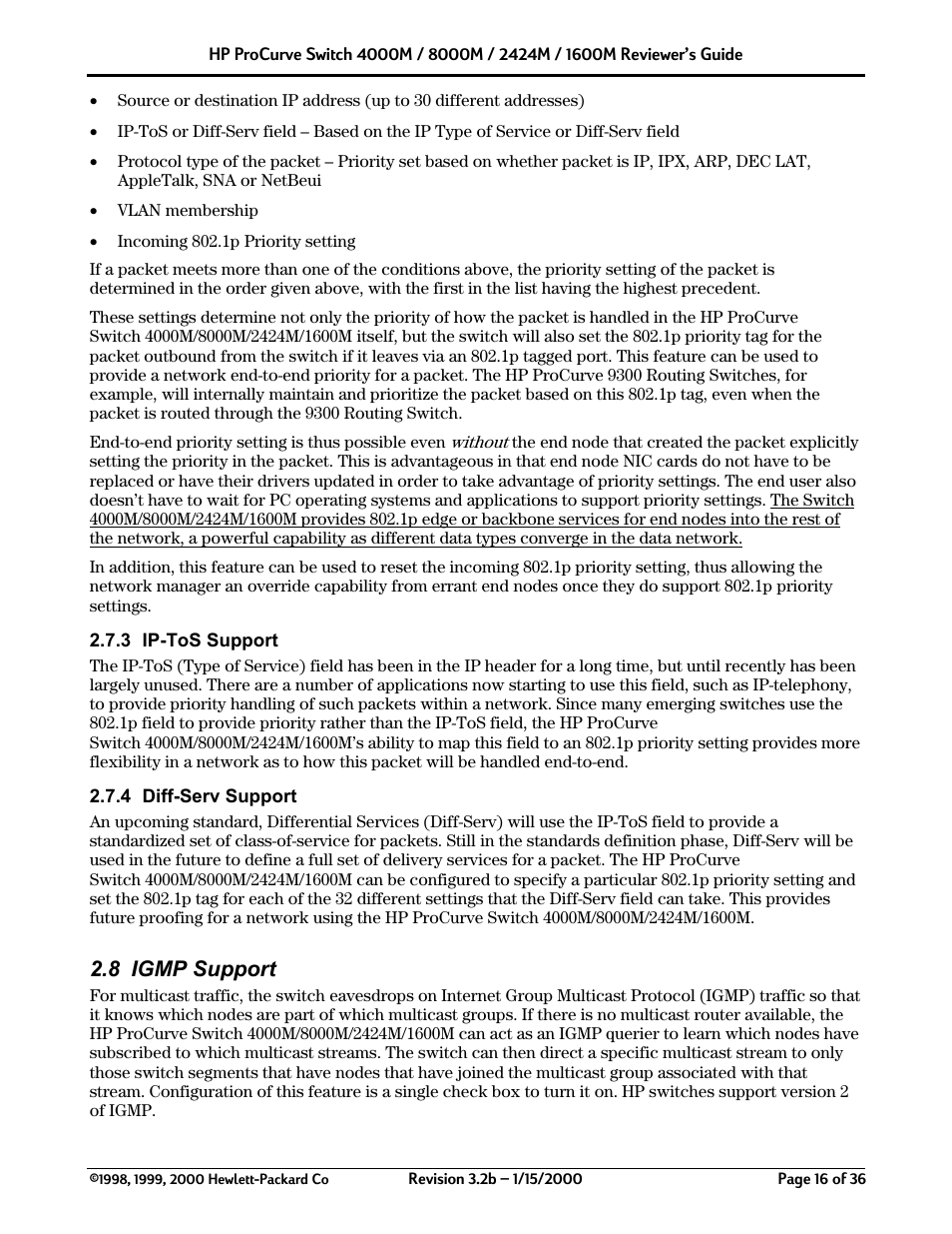 8 igmp support | HP 2424M User Manual | Page 16 / 36