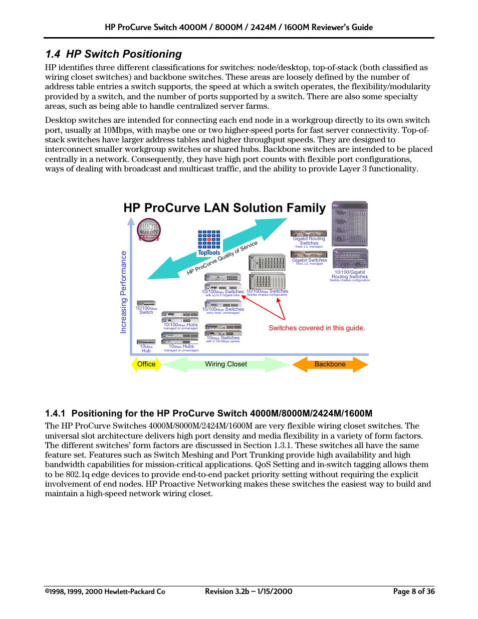 Hp procurve lan solution family, 4 hp switch positioning | HP 2424M User Manual | Page 8 / 36