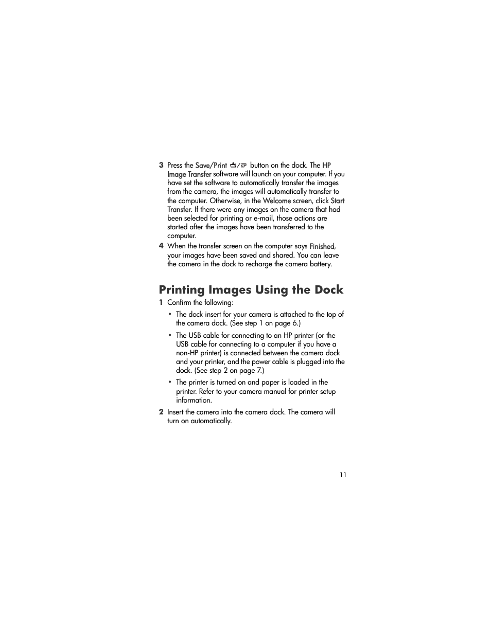 Printing images using the dock | HP R-series User Manual | Page 11 / 23