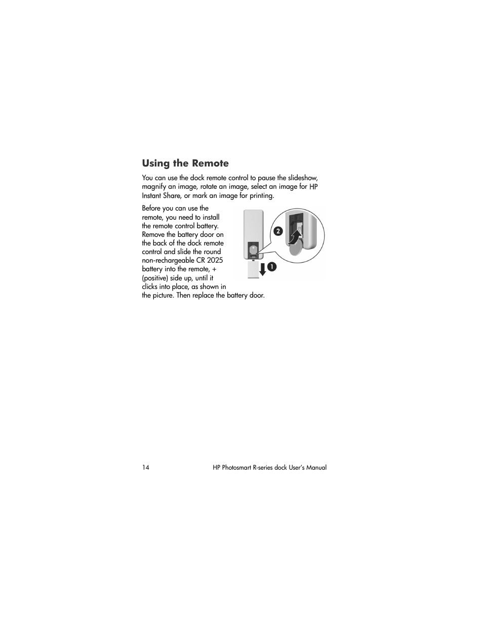 Using the remote | HP R-series User Manual | Page 14 / 23