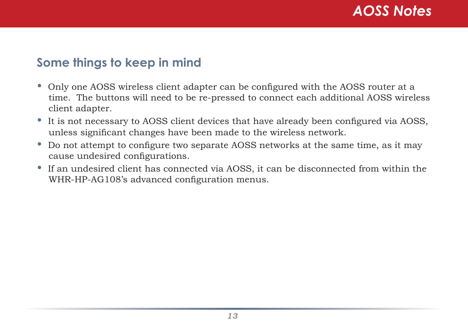 Some things to keep in mind | HP WHR-HP-AG108 User Manual | Page 13 / 88