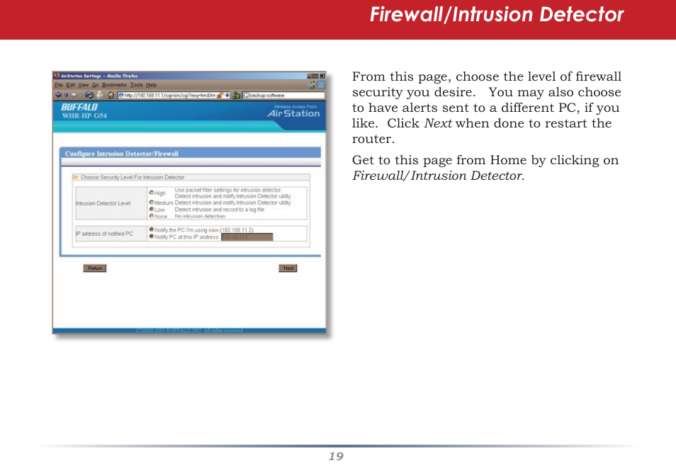 Firewall/intrusion detector | HP WHR-HP-AG108 User Manual | Page 19 / 88