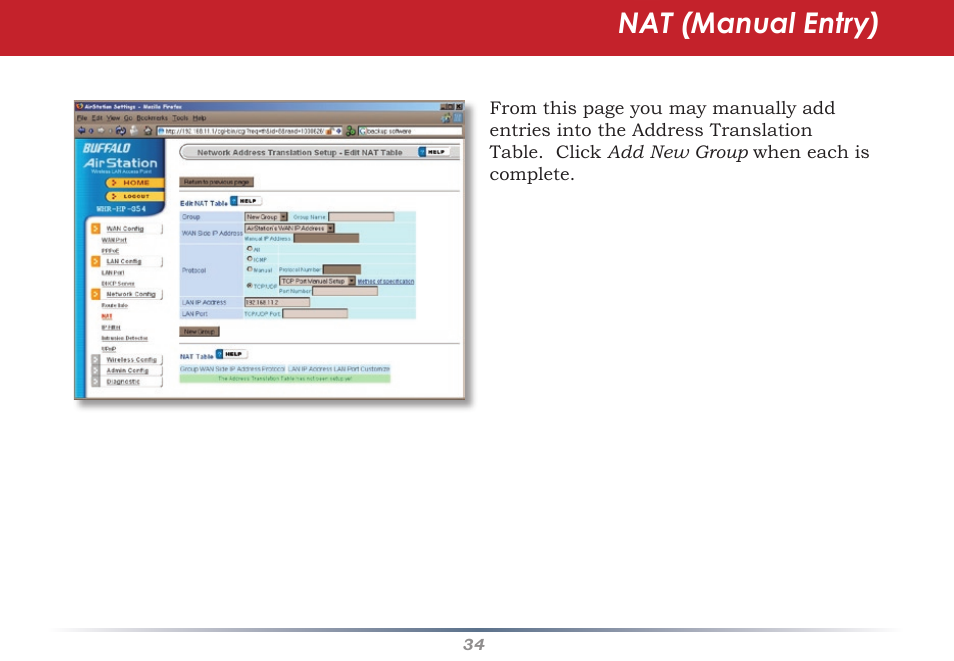 Nat (manual entry) | HP WHR-HP-AG108 User Manual | Page 34 / 88