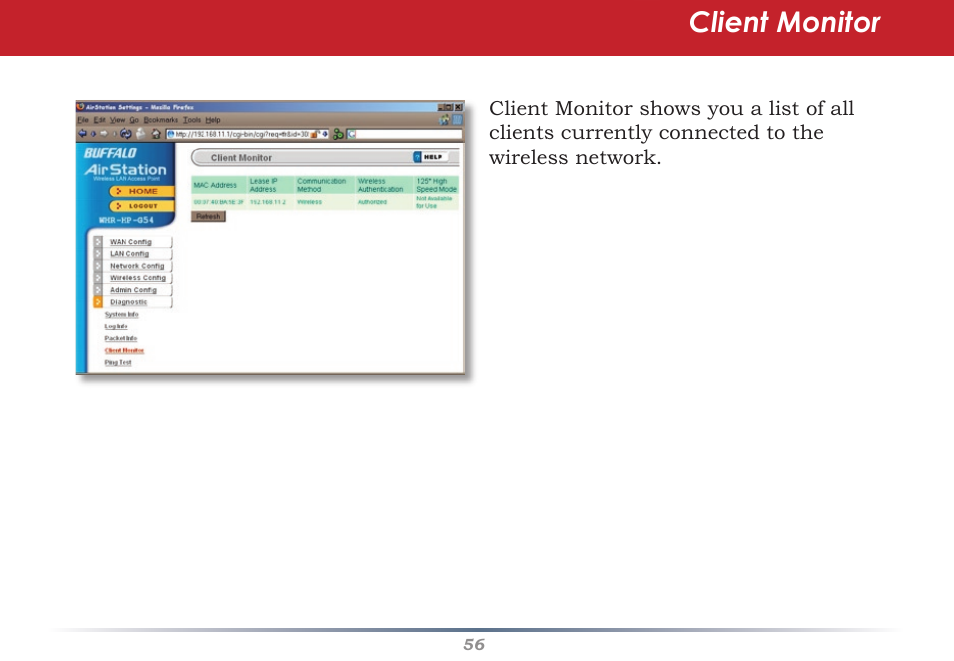Client monitor | HP WHR-HP-AG108 User Manual | Page 56 / 88