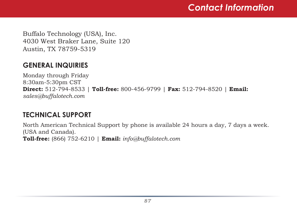 Contact information | HP WHR-HP-AG108 User Manual | Page 87 / 88