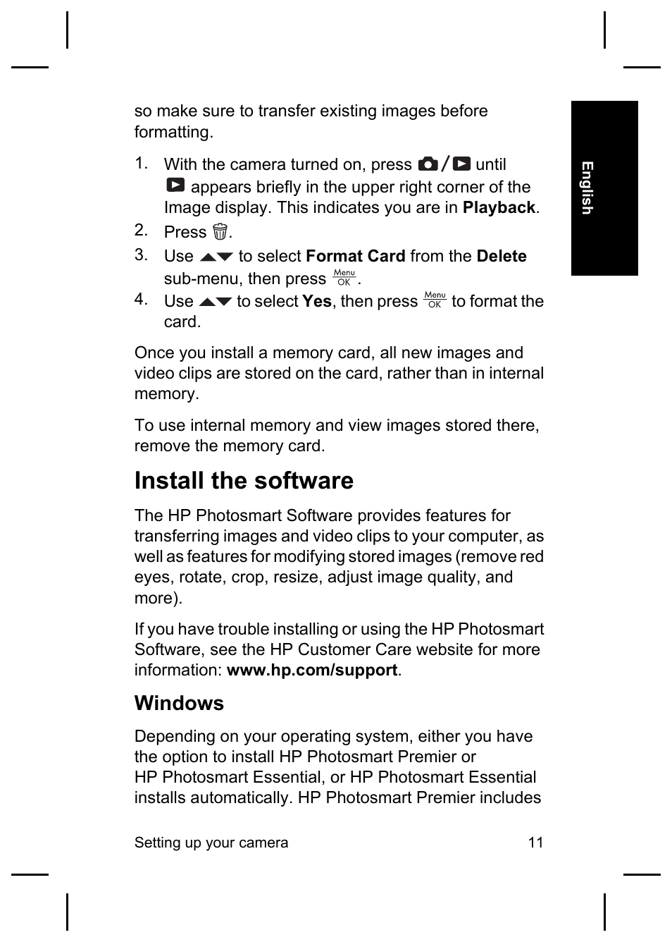 Install the software, Windows | HP E427 User Manual | Page 13 / 44