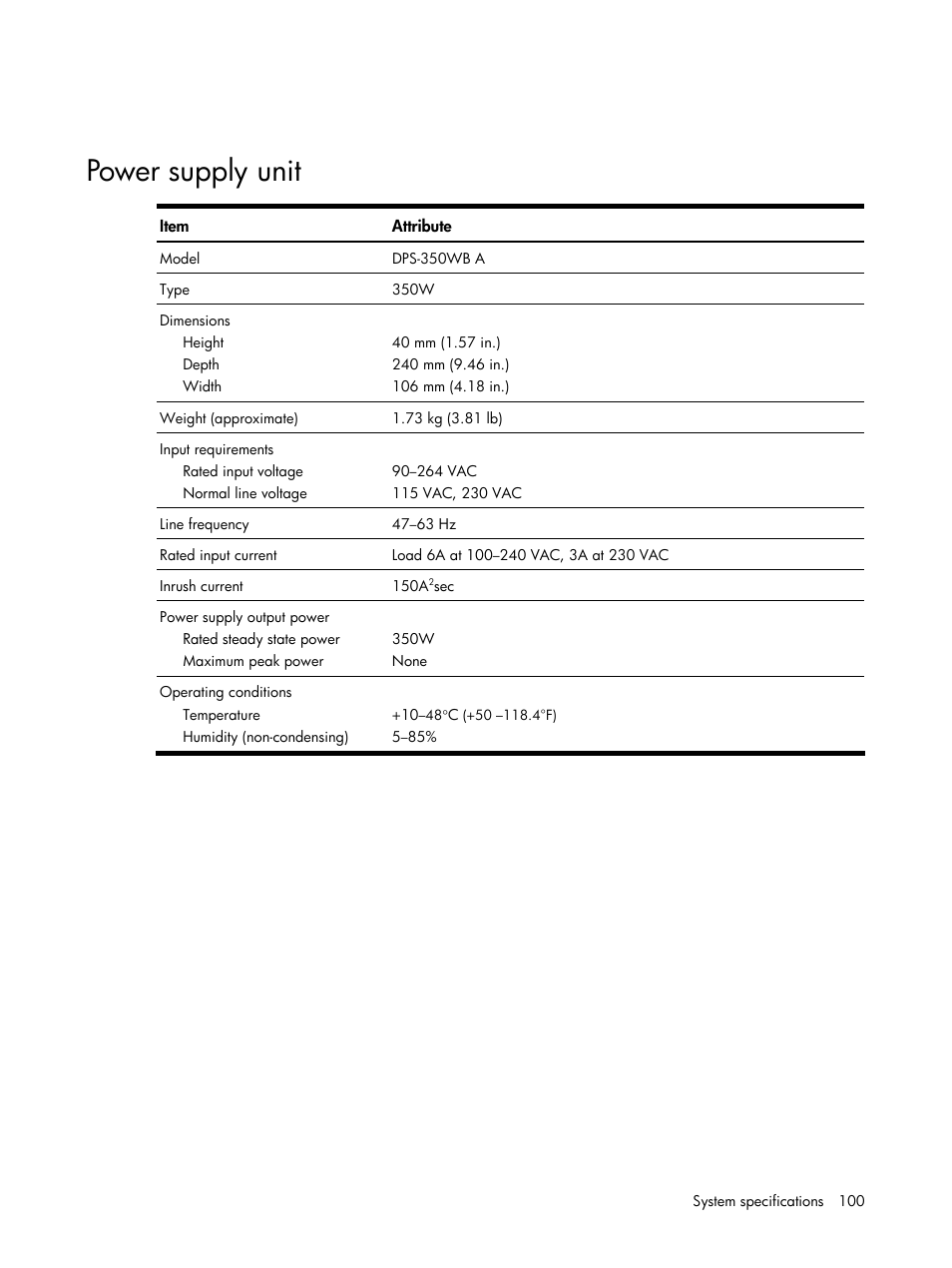 Power supply unit | HP DL120 User Manual | Page 100 / 108