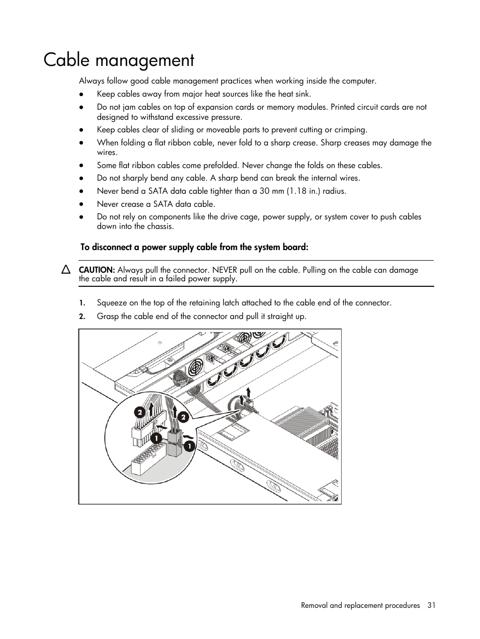 Cable management | HP DL120 User Manual | Page 31 / 108
