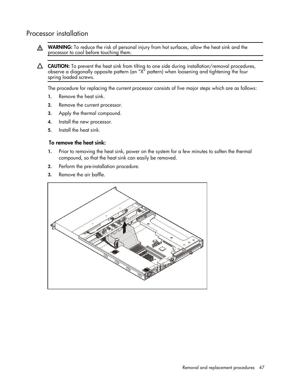 Processor installation | HP DL120 User Manual | Page 47 / 108