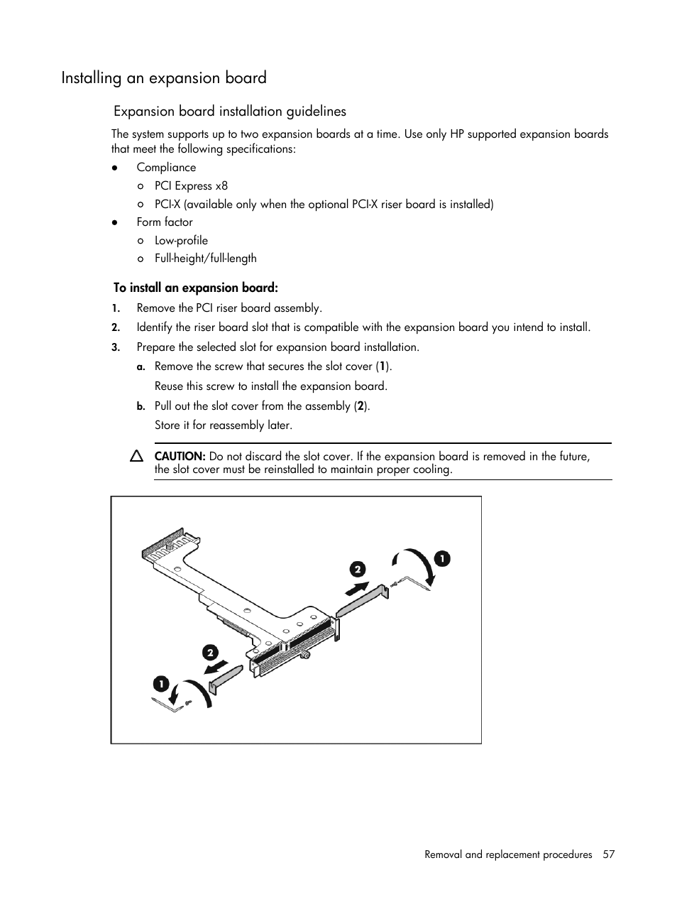 Installing an expansion board | HP DL120 User Manual | Page 57 / 108