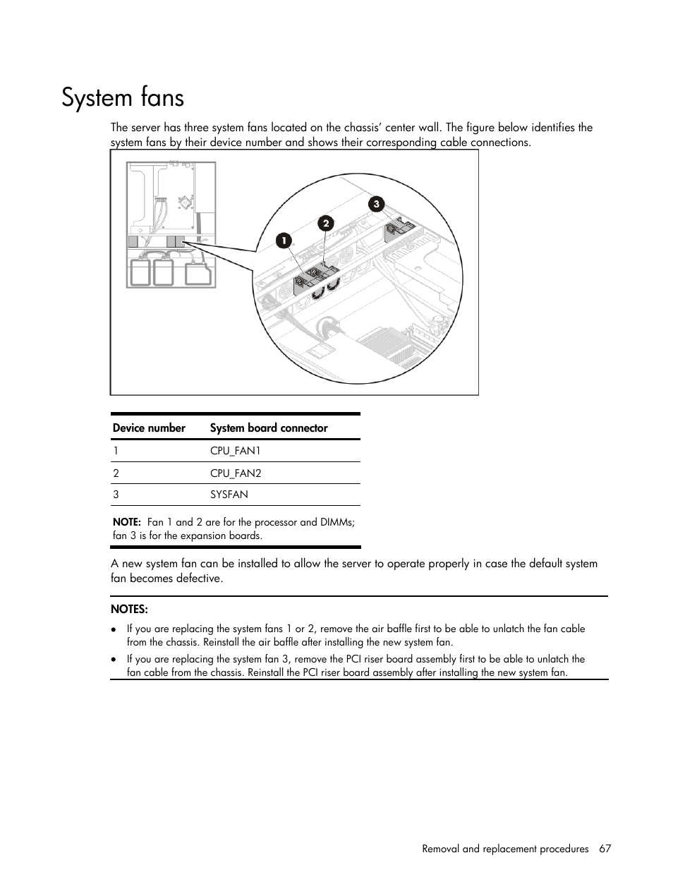 System fans | HP DL120 User Manual | Page 67 / 108