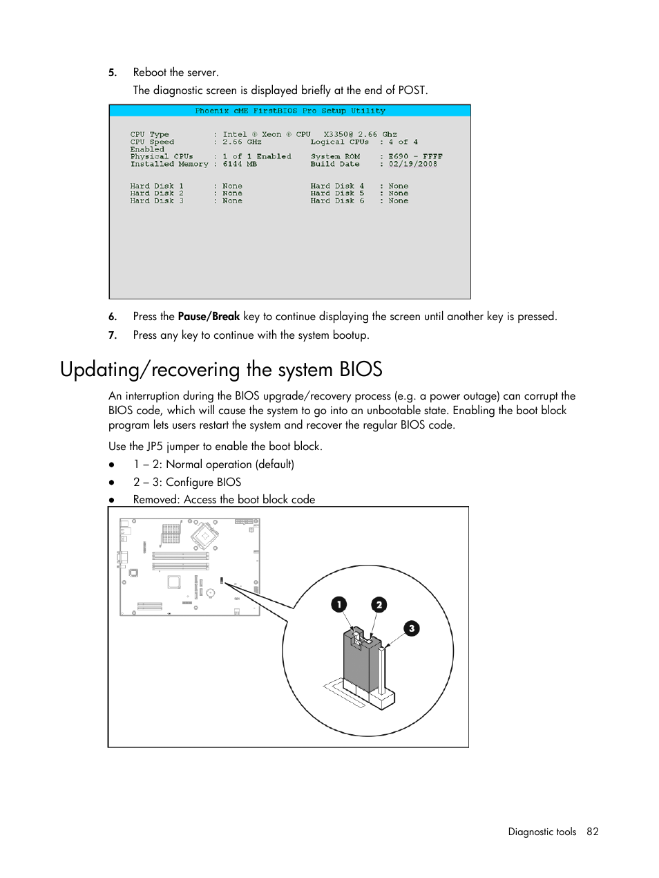 Updating/recovering the system bios | HP DL120 User Manual | Page 82 / 108