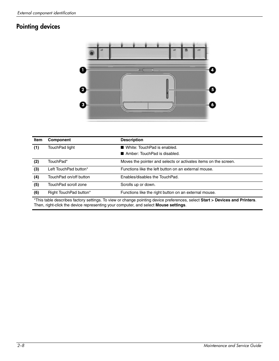 Pointing devices, Pointing devices –8 | HP PAVILION DV8 User Manual | Page 17 / 148