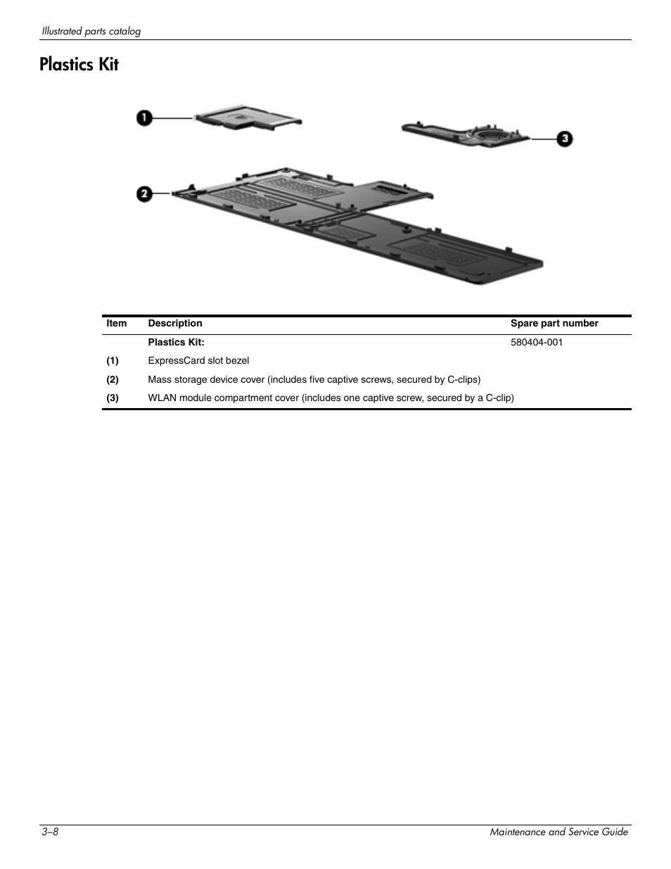 Plastics kit, Plastics kit –8 | HP PAVILION DV8 User Manual | Page 29 / 148