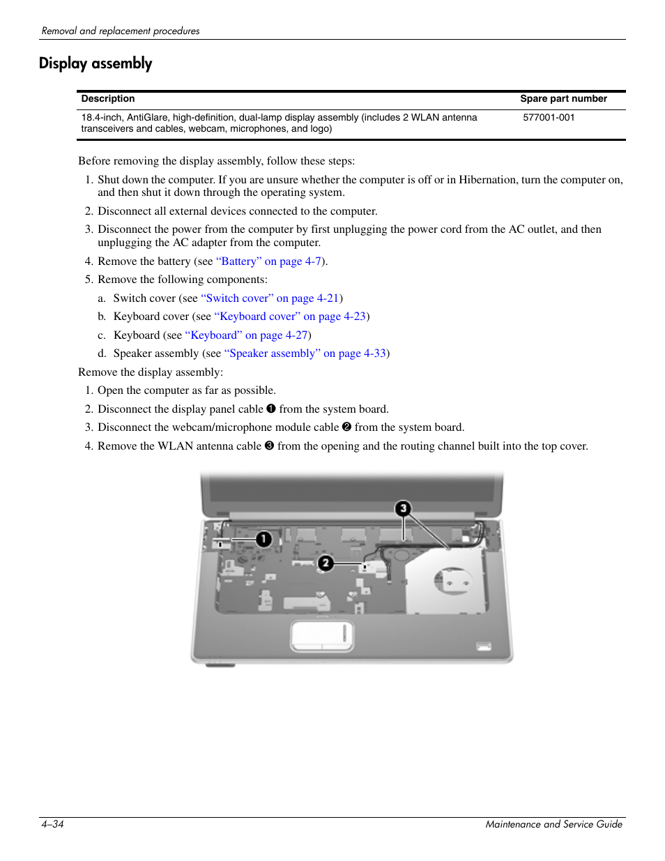 Display assembly, Display assembly –34 | HP PAVILION DV8 User Manual | Page 68 / 148