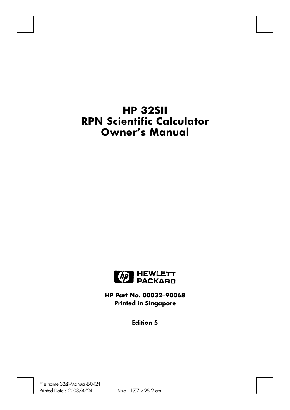 HP 32SII User Manual | 376 pages