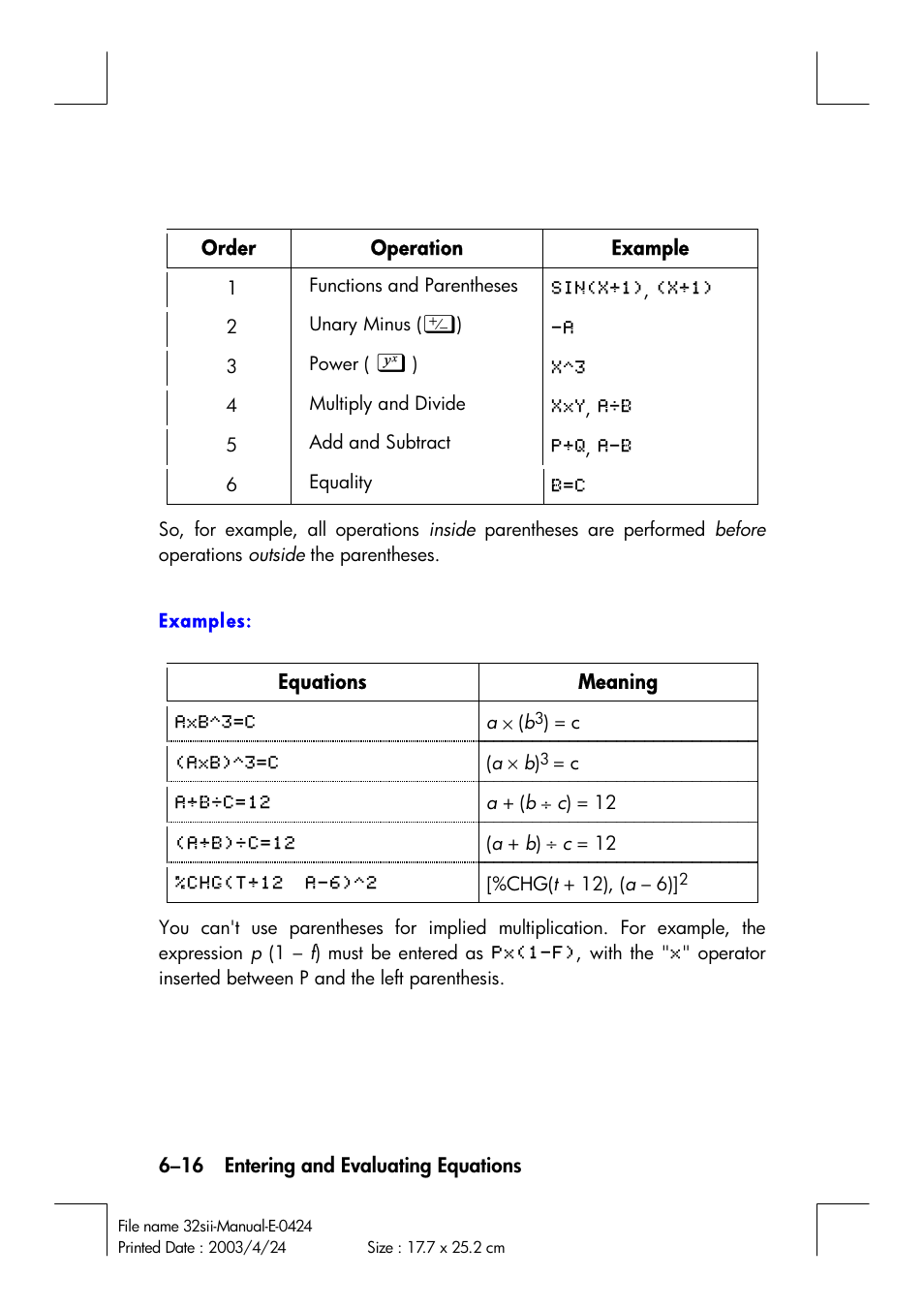 HP 32SII User Manual | Page 104 / 376