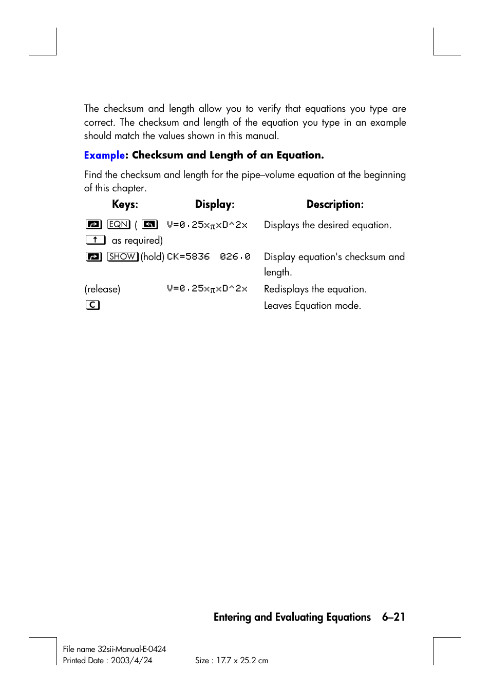 HP 32SII User Manual | Page 109 / 376