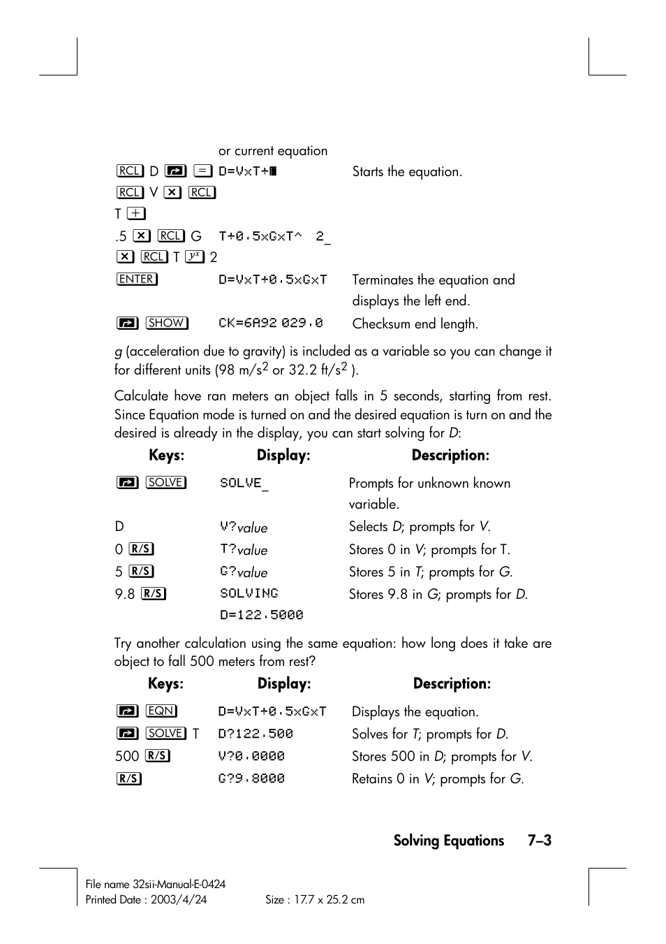 HP 32SII User Manual | Page 113 / 376