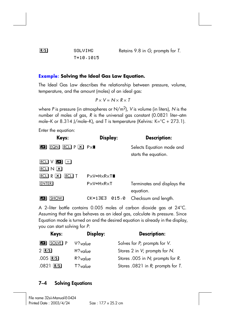 HP 32SII User Manual | Page 114 / 376