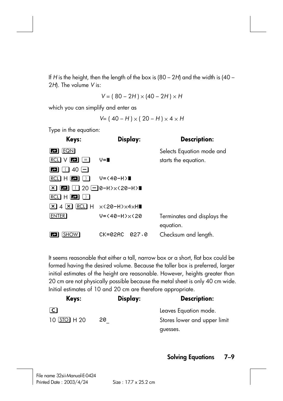 HP 32SII User Manual | Page 119 / 376