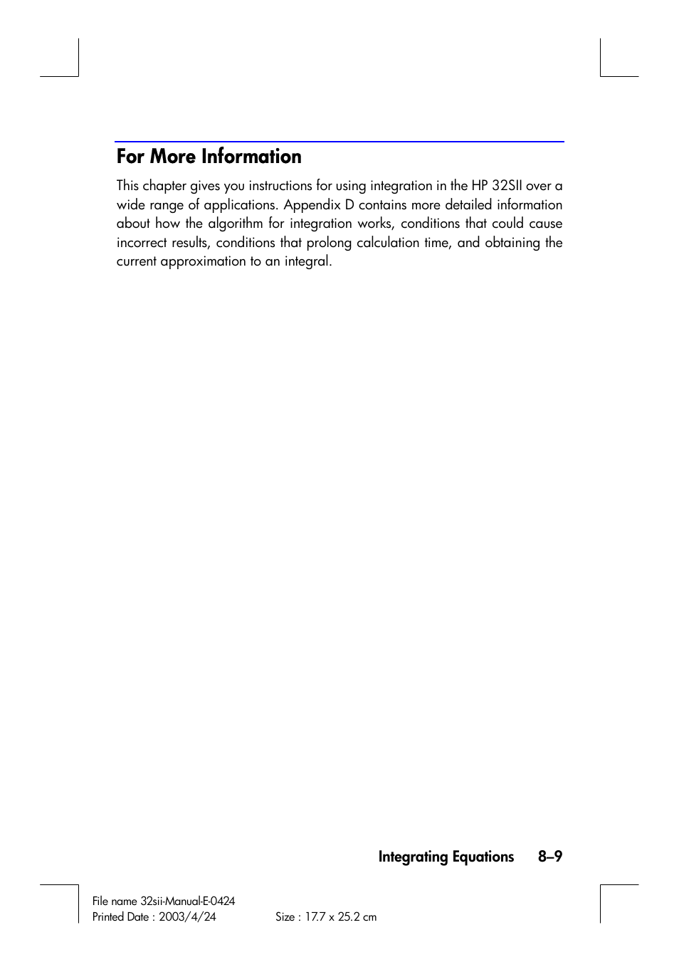 For more information | HP 32SII User Manual | Page 131 / 376