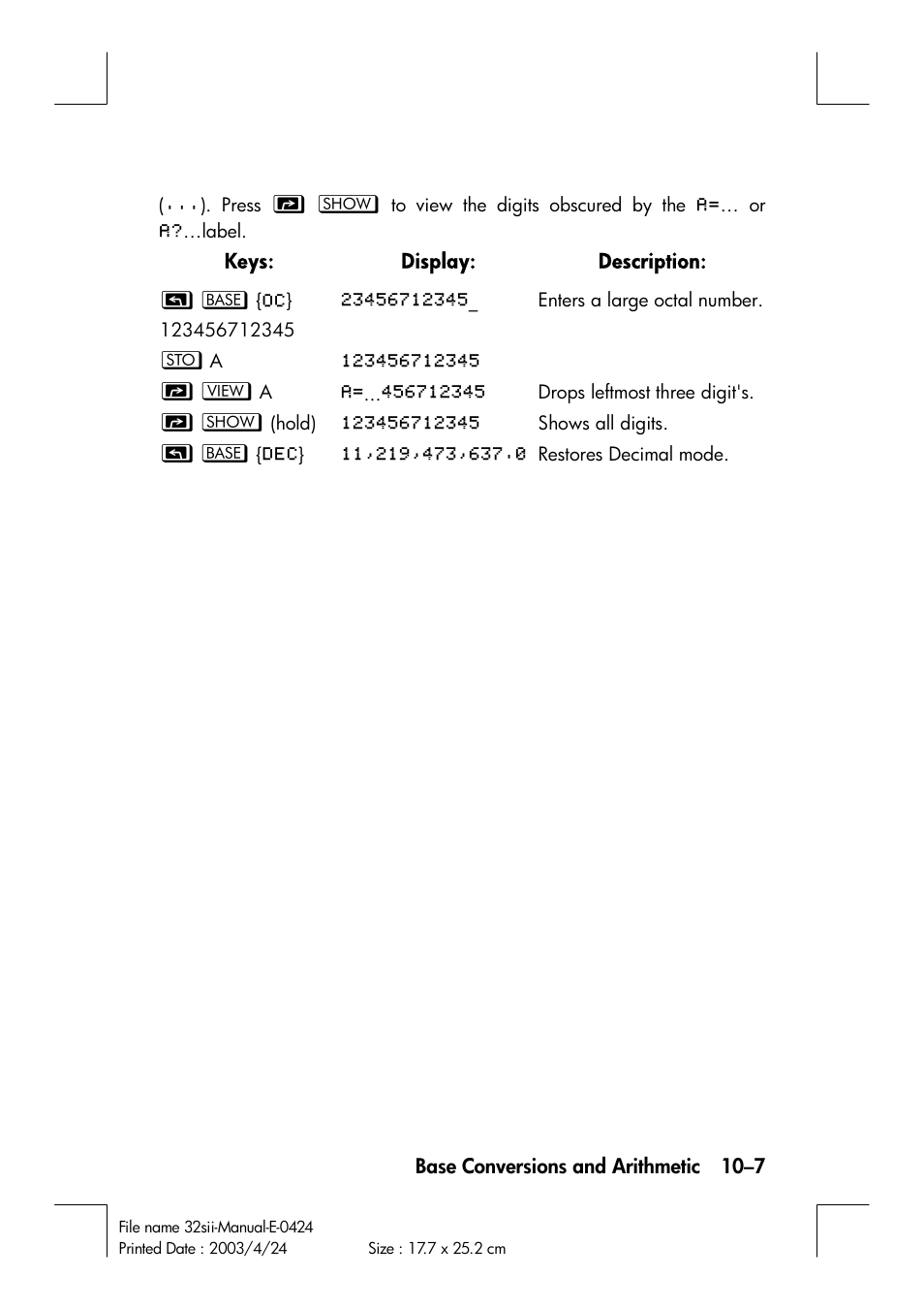 HP 32SII User Manual | Page 147 / 376