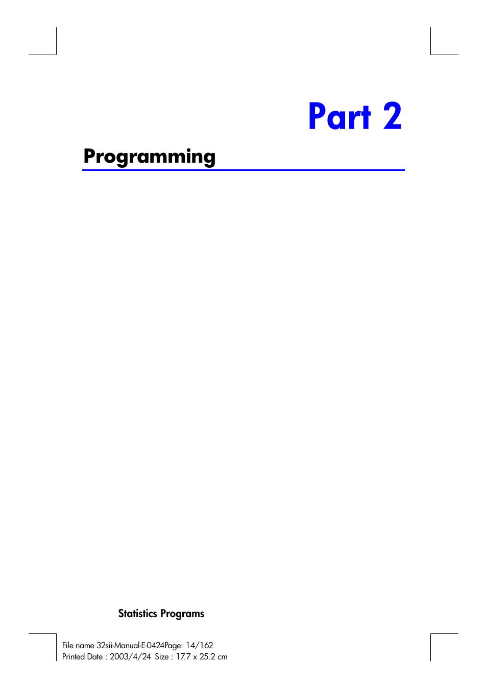 Part 2, Programming | HP 32SII User Manual | Page 162 / 376