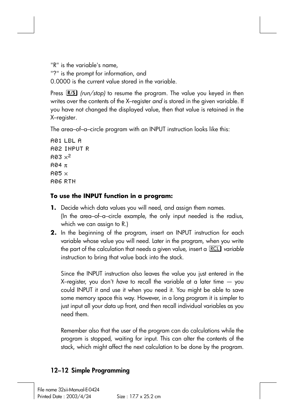 HP 32SII User Manual | Page 174 / 376