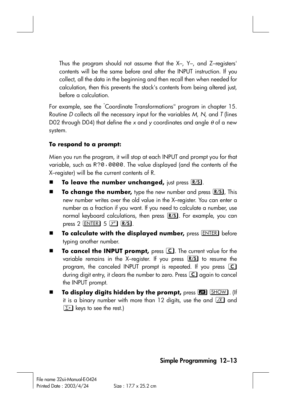 HP 32SII User Manual | Page 175 / 376