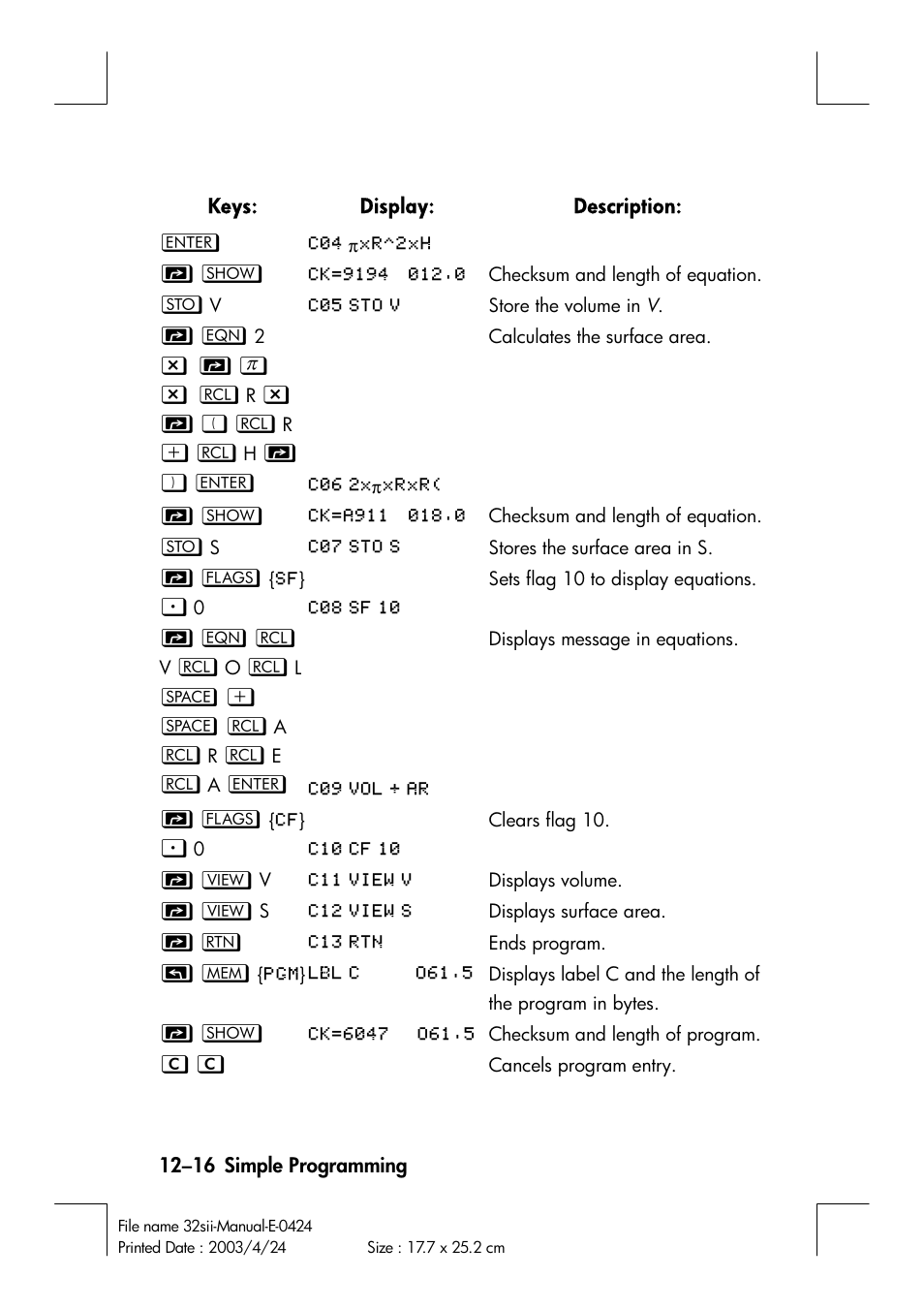 HP 32SII User Manual | Page 178 / 376