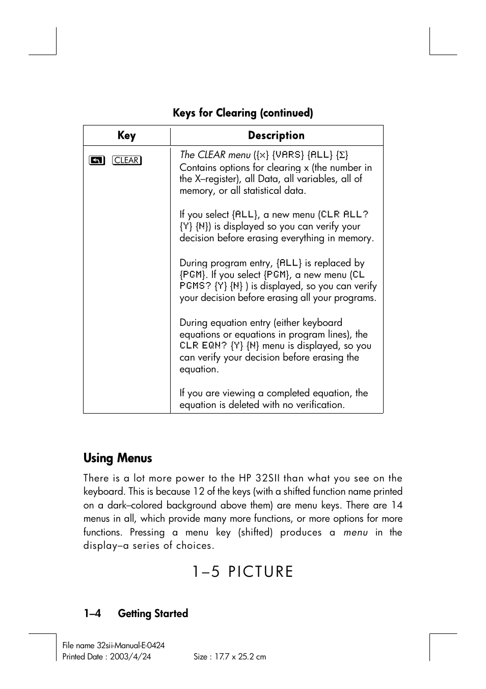Using, Menus | HP 32SII User Manual | Page 20 / 376