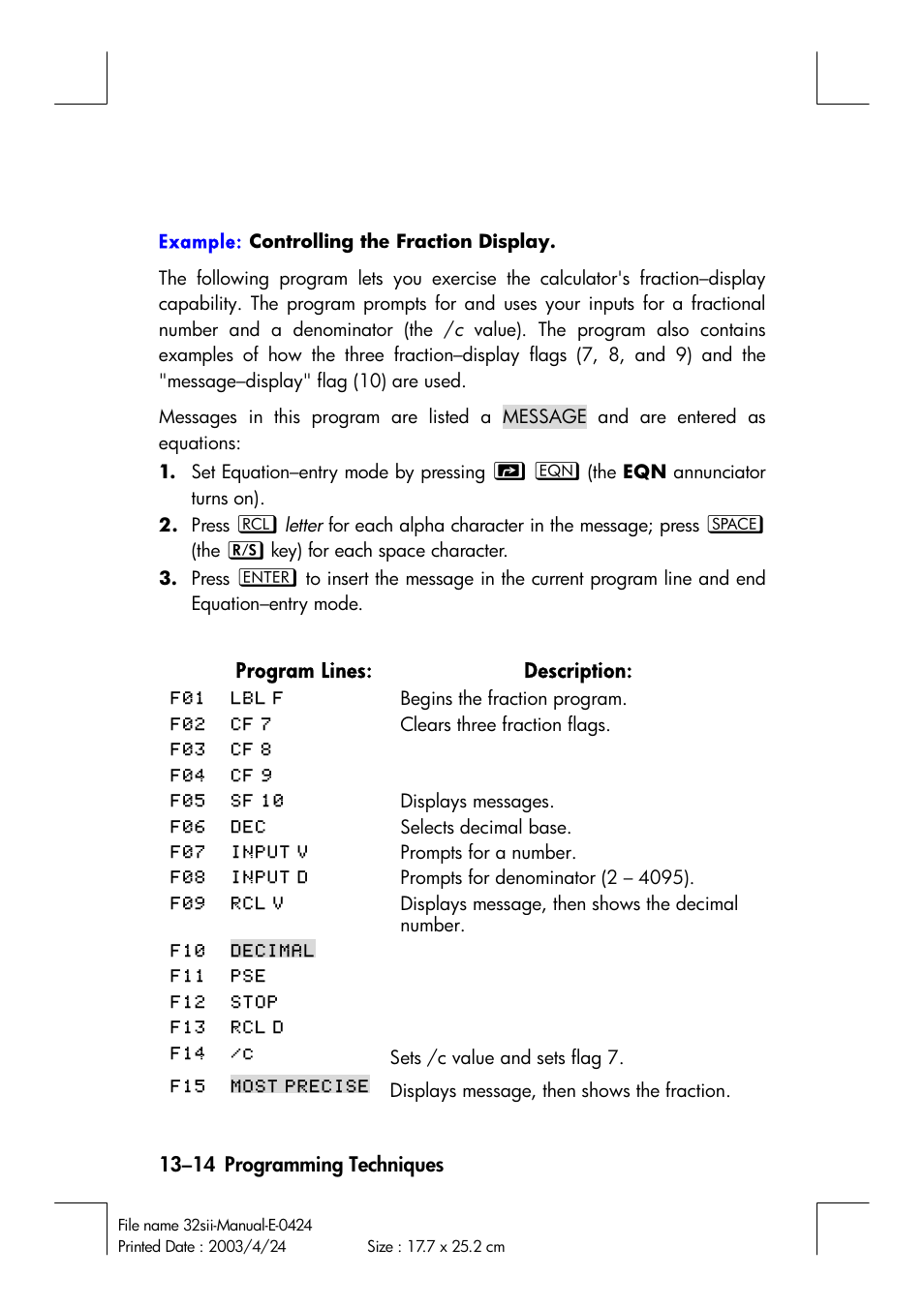 HP 32SII User Manual | Page 204 / 376