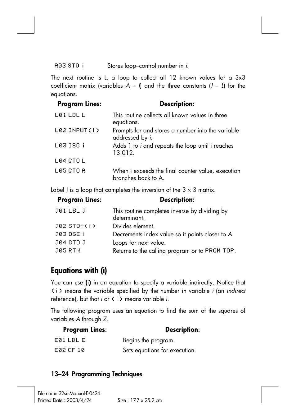 Equations with (i) | HP 32SII User Manual | Page 214 / 376