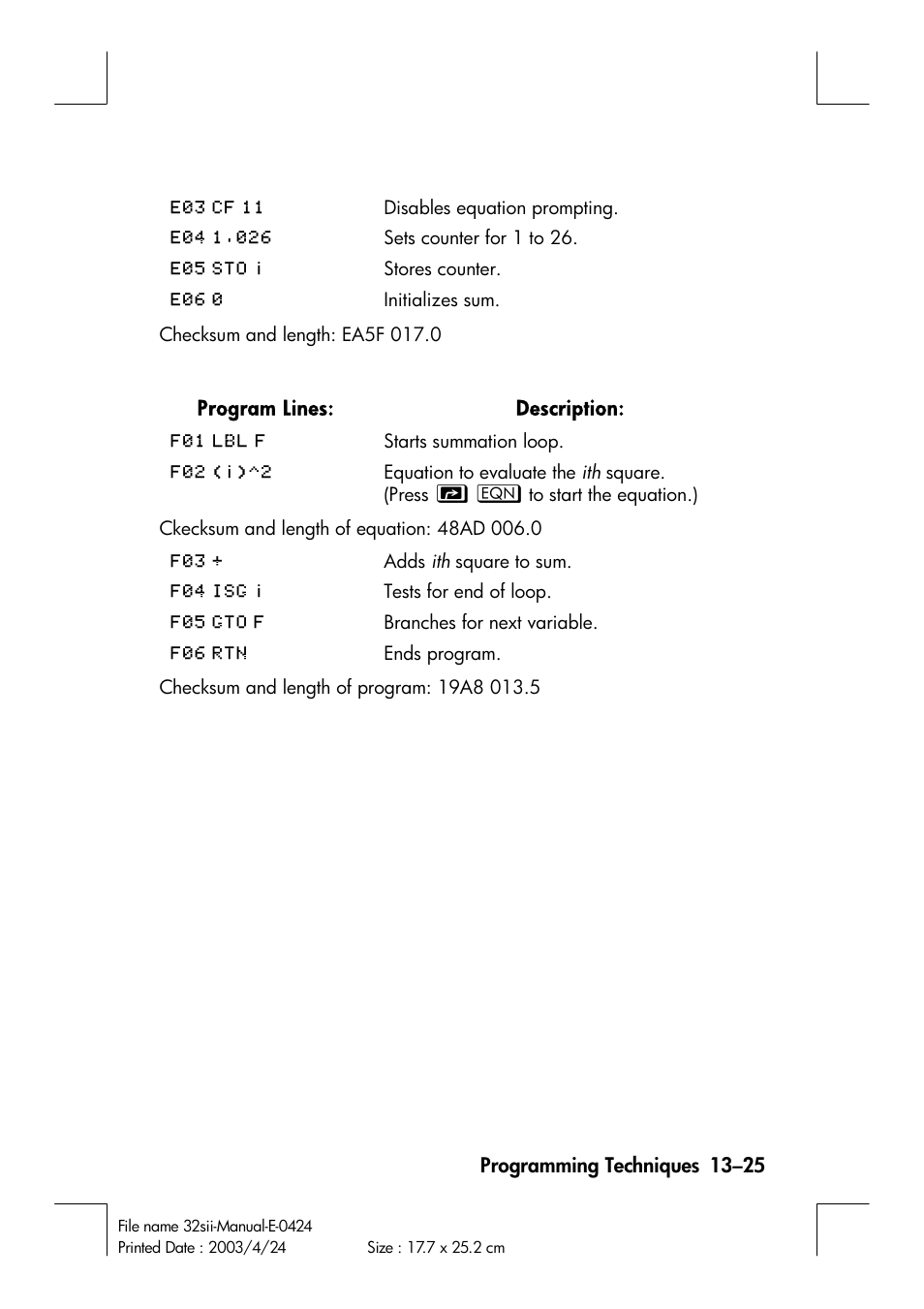 HP 32SII User Manual | Page 215 / 376