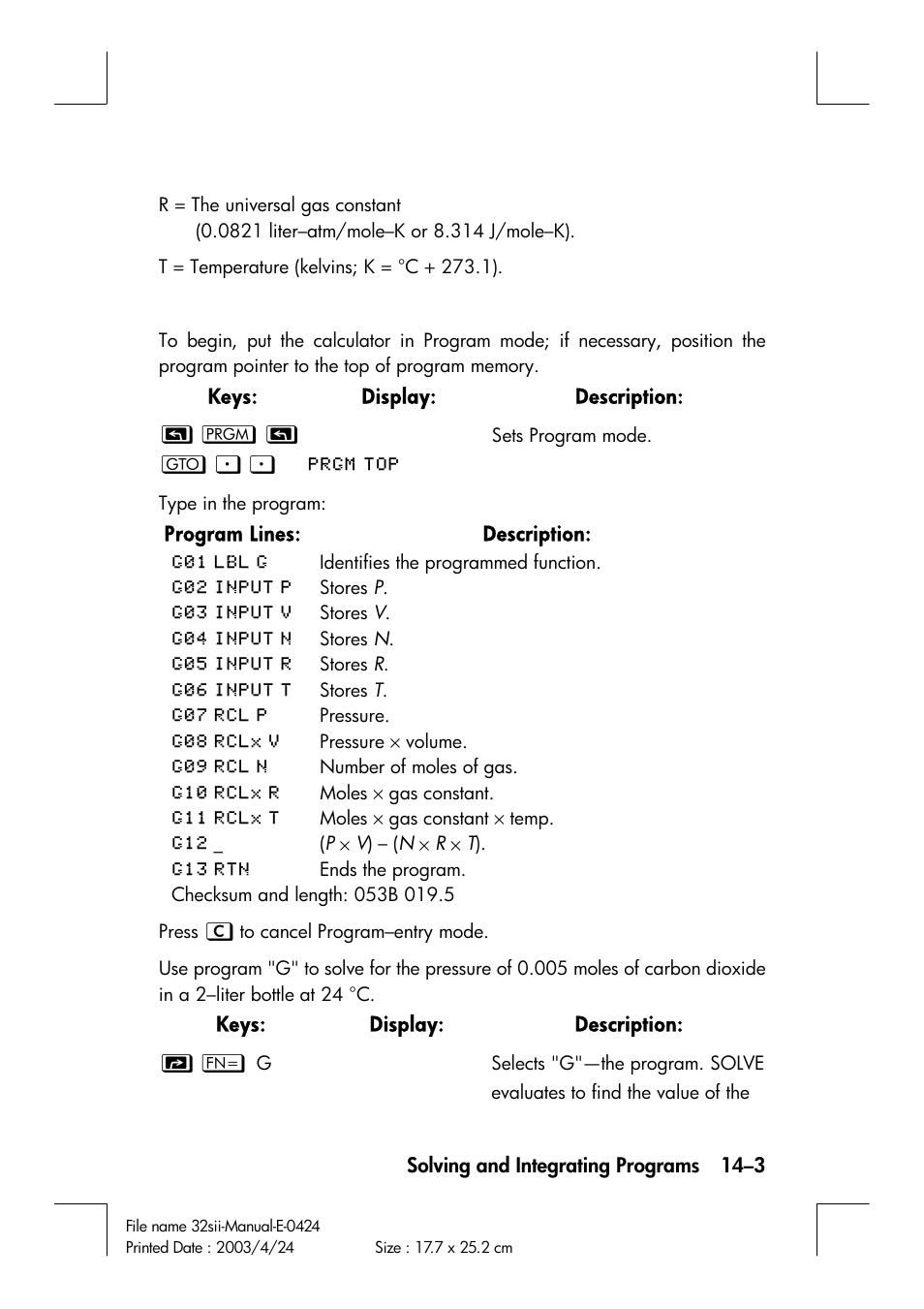 HP 32SII User Manual | Page 219 / 376